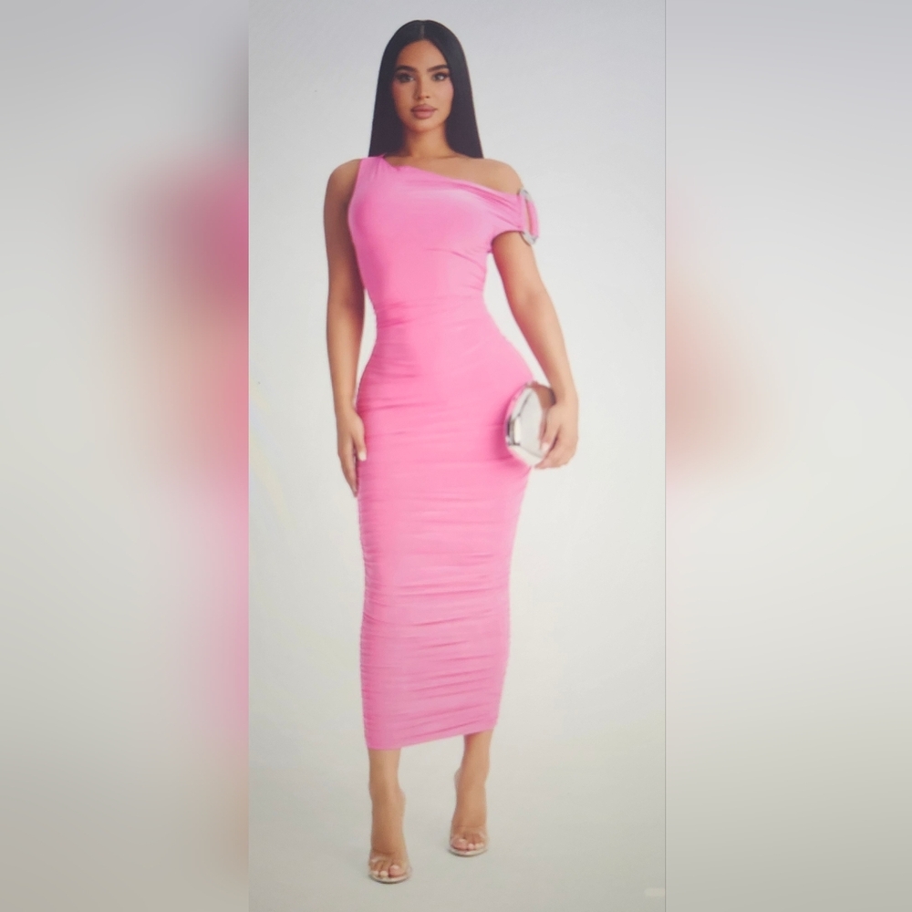 Fashion Nova One Shoulder Pink Dress